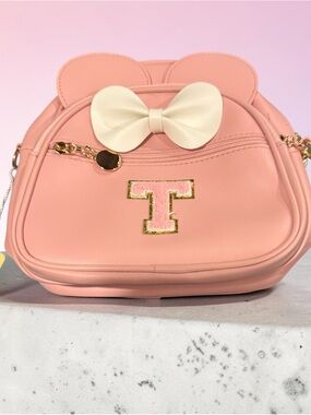 Kids Pink KKXIU Bow Accent Crossbody Or Backpack Bag with 'T' Patch